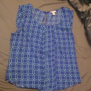 Large, blue blouse, light green pattern, Candie's